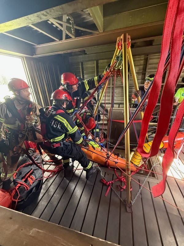 City of Whitefish Fire Department firefighters conducting a technical rescue training exercise